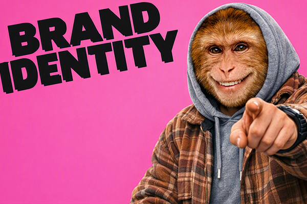 Happy monkey creative branding illustration
